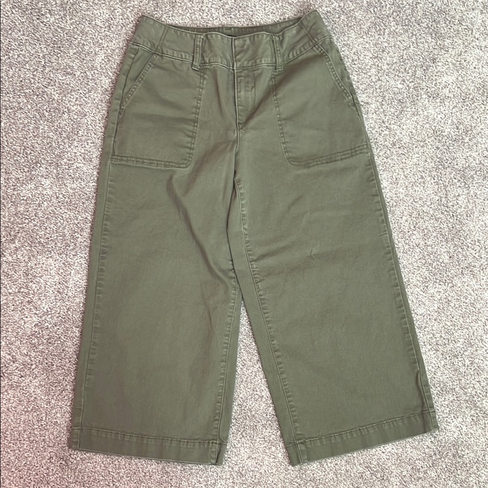 Olive Green Pants Capri Wide Leg